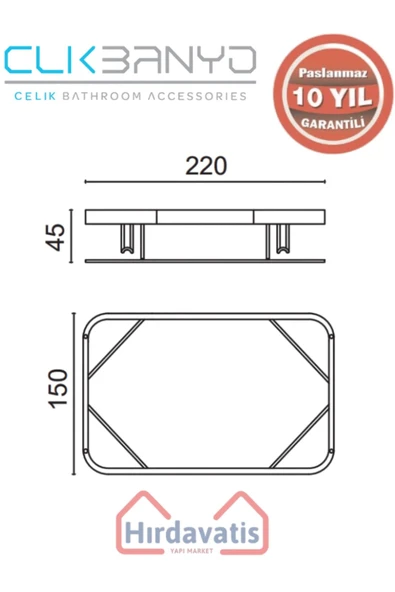 ÇELİK BANYO Paslanmaz Pirinç Taci Camlı Tekli 22x15cm Sabunluk Şampuanlık Ve Köşe Süngerlik - Resim 2