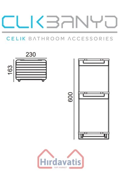 ÇELİK BANYO Üçlü Metal Taci 23x15x60 Sabunluk Şampuanlık Ve Köşe Süngerlik - Resim 2