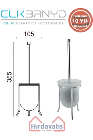 ÇELİK BANYO Paslanmaz Pirinç Dilek Set Üstü Klozet Fırçası Üç Bacaklı - Resim 2