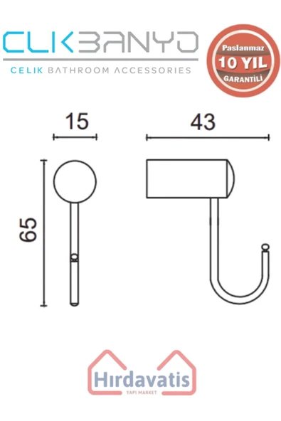 ÇELİK BANYO Paslanmaz Pirinç Bella Kanca Askılık - 2