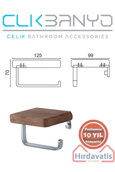 ÇELİK BANYO Paslanmaz Pirinç Selvi Kağıtlık - Resim 2