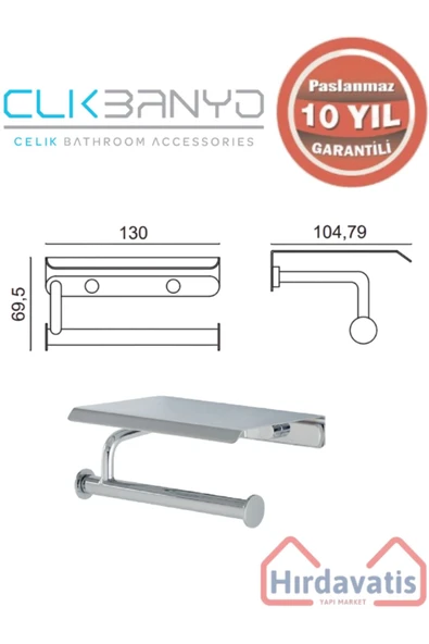 ÇELİK BANYO Paslanmaz Pirinç Vera Kapaklı Kağıtlık - Resim 2