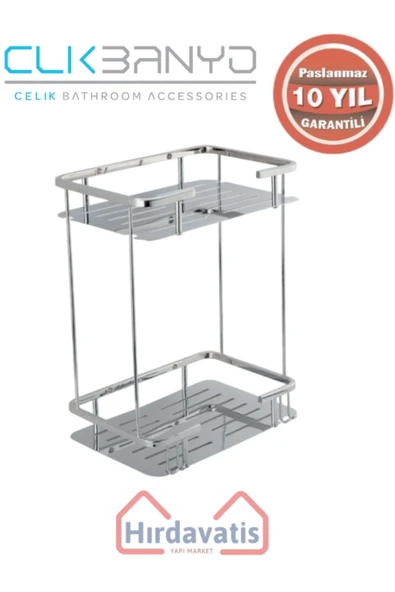 ÇELİK BANYO Paslanmaz Pirinç Lidya İkili 15x22cm Sabunluk Şampuanlık Ve Köşe Süngerlik - Resim 3