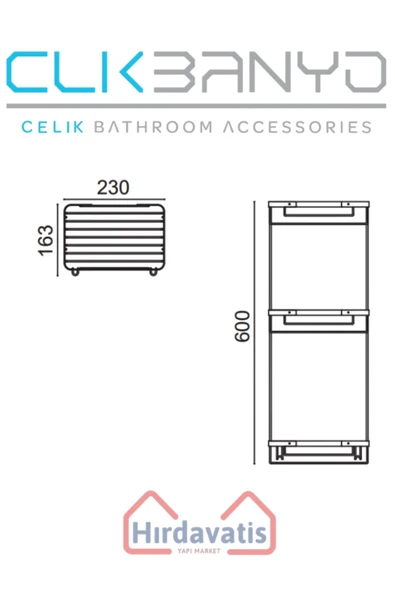 ÇELİK BANYO Üçlü Metal Taci 23x15x60 Sabunluk Şampuanlık Ve Köşe Süngerlik - Resim 2