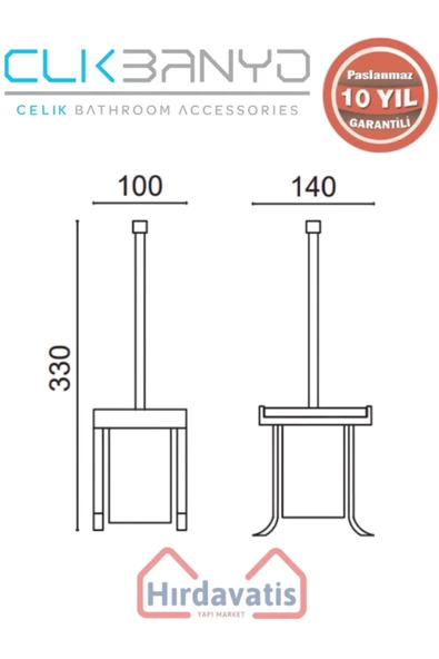 ÇELİK BANYO Paslanmaz Pirinç Kumru Set Üstü Klozet Fırçalık - Resim 2