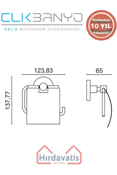 ÇELİK BANYO Paslanmaz Pirinç Flora Geniș Kapaklı Kağıtlık Altın Sarı Gold - Resim 2