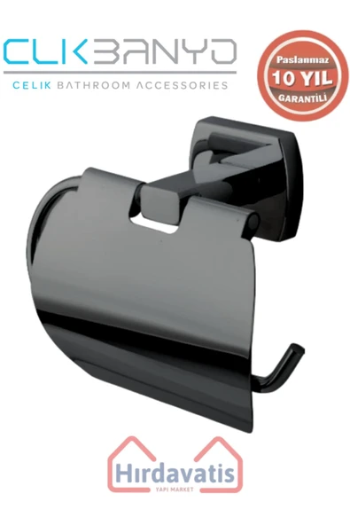 ÇELİK BANYO Paslanmaz Pirinç Milano Geni? Kapaklı Kağıtlık Mat Siyah ürün görseli 1