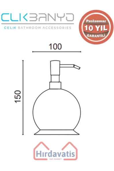 ÇELİK BANYO Paslanmaz Pirinç Küre Sıvı Sabunluk Camlı - Resim 2