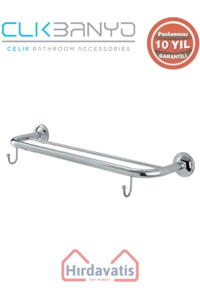 ÇELİK BANYO Paslanmaz Pirinç Bella İkili Uzun Havluluk Kancalı 50cm ürün görseli