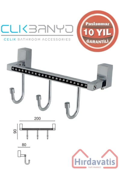 ÇELİK BANYO Paslanmaz Pirinç Swwor 3’lü Askılık ürün görseli