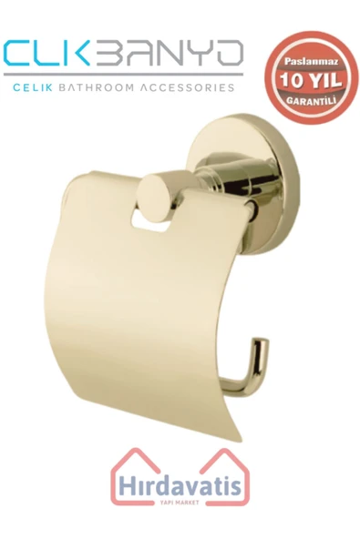 ÇELİK BANYO Paslanmaz Pirinç Flora Geniș Kapaklı Kağıtlık Altın Sarı Gold ürün görseli