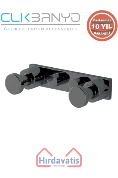 ÇELİK BANYO Paslanmaz Pirinç Flora 2’li Bornozluk Mat Siyah ürün görseli