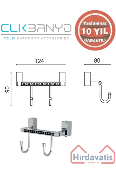ÇELİK BANYO Paslanmaz Pirinç Swwor Bornozluk Çiftli - Resim 2