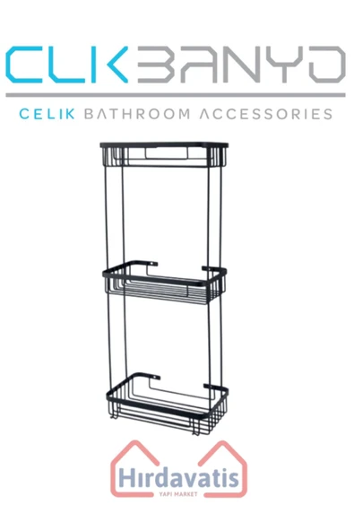 ÇELİK BANYO Üçlü Metal Taci 23x15x60 Sabunluk Şampuanlık Ve Köşe Süngerlik ürün görseli