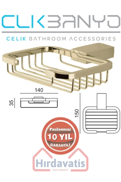 ÇELİK BANYO Paslanmaz Pirinç Titanik Montajlı Katı Sabunluk Altın Gold - Resim 2