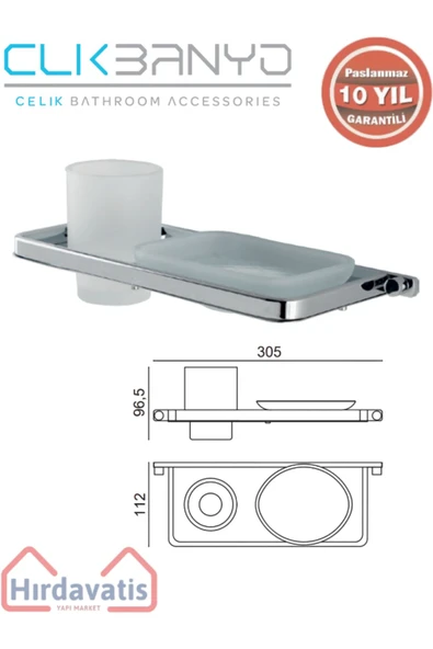 ÇELİK BANYO Paslanmaz Pirinç Mercan Montajlı Sabunluk Di? Fırçalık ürün görseli
