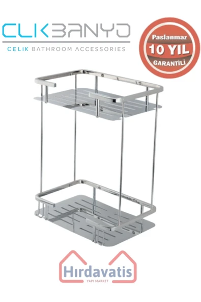 ÇELİK BANYO Paslanmaz Pirinç Lidya İkili 15x22cm Sabunluk Şampuanlık Ve Köşe Süngerlik ürün görseli