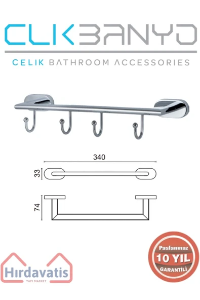 ÇELİK BANYO Paslanmaz Pirinç Zirve 4’lü Askılık ürün görseli