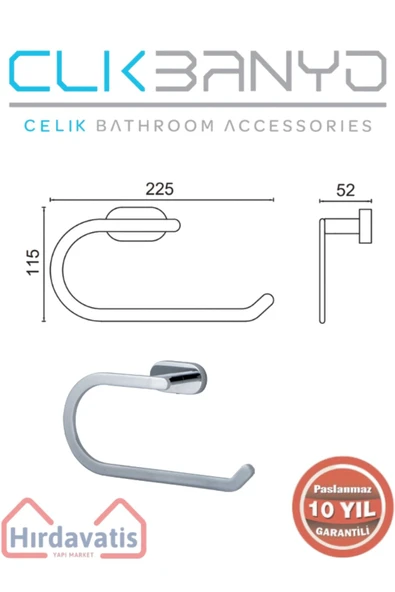 ÇELİK BANYO Paslanmaz Pirinç Zirve Kağıt Havluluk - Resim 2