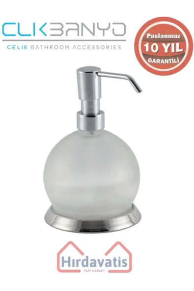 ÇELİK BANYO Paslanmaz Pirinç Küre Sıvı Sabunluk Camlı - Resim 3