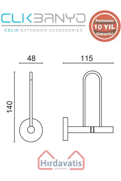 ÇELİK BANYO Paslanmaz Pirinç Dilek Yedek Kağıtlık - Resim 2
