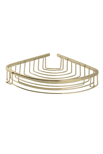 ÇELİK BANYO Paslanmaz Pirinç Destina Krom Tekli 22x22cm Sabunluk Şampuanlık Ve Köşe Süngerlik Altın Sarı Gold ürün görseli 1