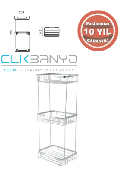 ÇELİK BANYO Taci Üçlü 22X15 Sabunluk ve Şampuanlık