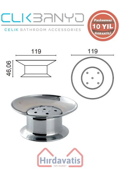 ÇELİK BANYO Paslanmaz Pirinç Dilek Süzgeç Set Üstü Sabunluk - Resim 2