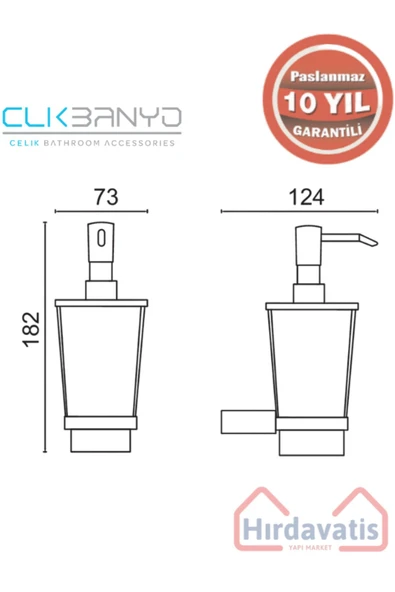 ÇELİK BANYO Paslanmaz Pirinç Titanik Montajlı Sıvı Sabunluk 10 Yıl Paslanmaz Garantili - Resim 2