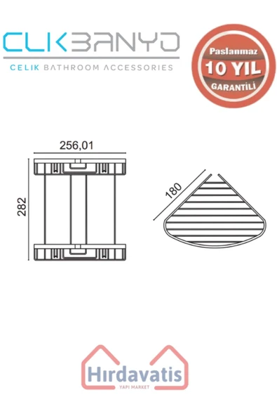 ÇELİK BANYO Paslanmaz Pirinç Zerrin İkili 18x18cm Sabunluk Şampuanlık Ve Köşe Süngerlik - Resim 2