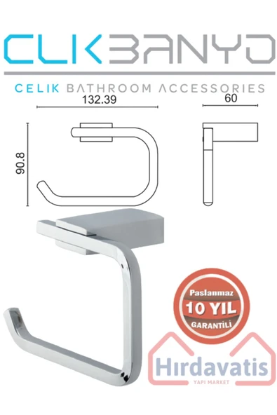 CLK BANYO Paslanmaz Pirinç Titanik Tuvalet Kağıtlık - Resim 2