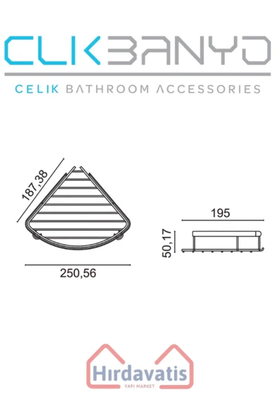 ÇELİK BANYO Tekli Metal Zerrin 19x19 Sabunluk Şampuanlık Ve Köşe Süngerlik - Resim 2