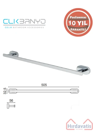 ÇELİK BANYO PASLANMAZ PİRİNÇ ZİRVE Uzun Havluluk 50cm ürün görseli