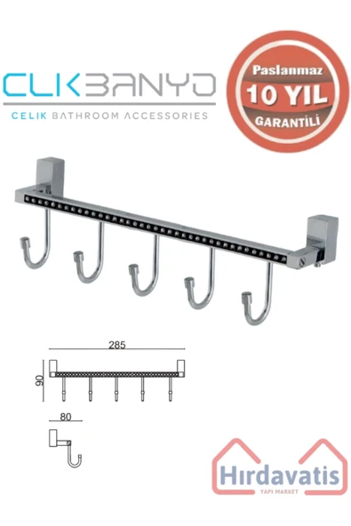 ÇELİK BANYO Paslanmaz Pirinç Swwor 5’li Askılık ürün görseli 1