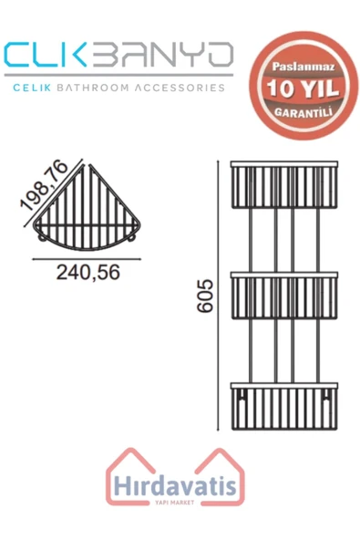 ÇELİK BANYO Paslanmaz Pirinç Üçlü Derin Süngerlik 19x19 Sabunluk Ve Şampuanlık Mat Siyah - Resim 2