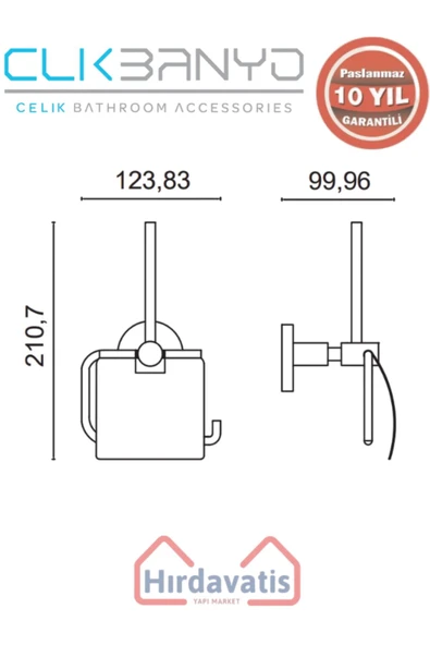 ÇELİK BANYO Paslanmaz Pirinç Flora Yedek Kağıtlık Geniș Kapaklı - Resim 2