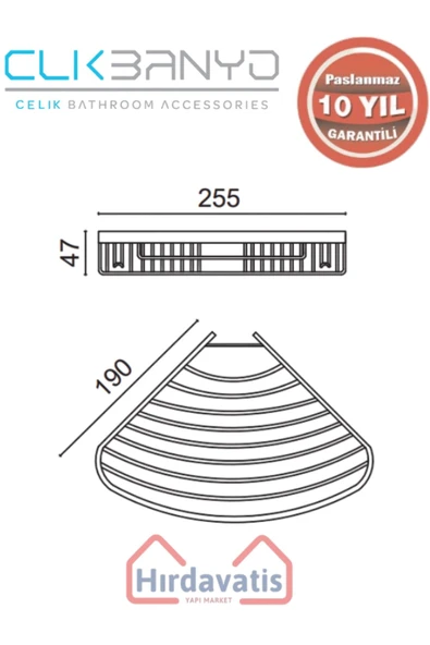 ÇELİK BANYO Paslanmaz Pirinç Destina Krom Tekli 19x19cm Sabunluk Şampuanlık Ve Köşe Süngerlik Mat Siyah - 2