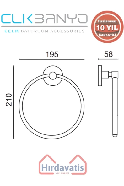 ÇELİK BANYO Paslanmaz Pirinç Flora Yuvarlak Havluluk Altın Sarı Gold - Resim 2