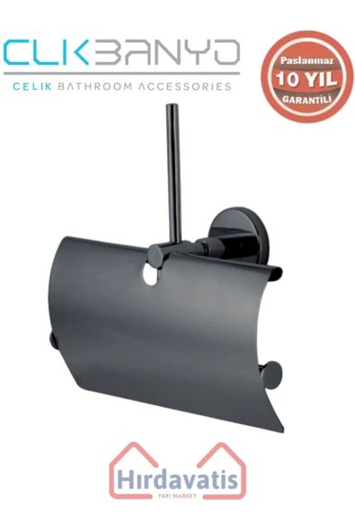 ÇELİK BANYO Paslanmaz Pirinç Flora Yedek Kağıtlık Geniș Kapaklı Üçlü Mat Siyah ürün görseli