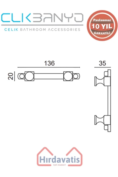 ÇELİK BANYO Paslanmaz Pirinç Mercan 2’li Bornozluk Altın Sarı Gold - Resim 2