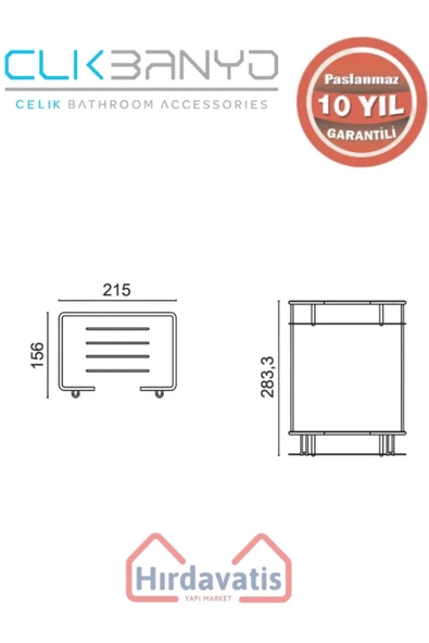 ÇELİK BANYO Paslanmaz Pirinç Lidya İkili 15x22cm Sabunluk Şampuanlık Ve Köşe Süngerlik - Resim 2
