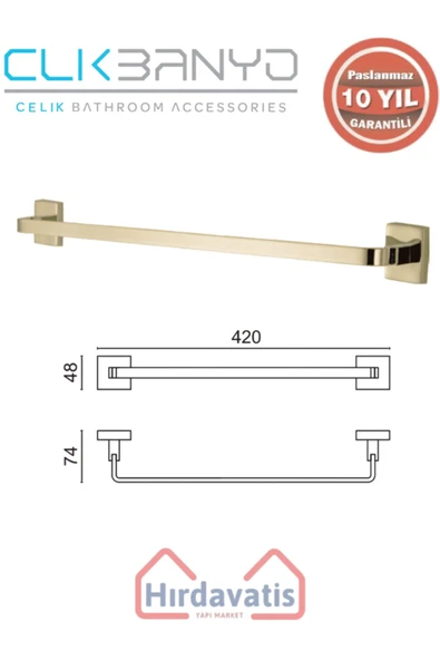 ÇELİK BANYO Paslanmaz Pirinç Tamay Havluluk 40cm Altın Sarı Gold ürün görseli