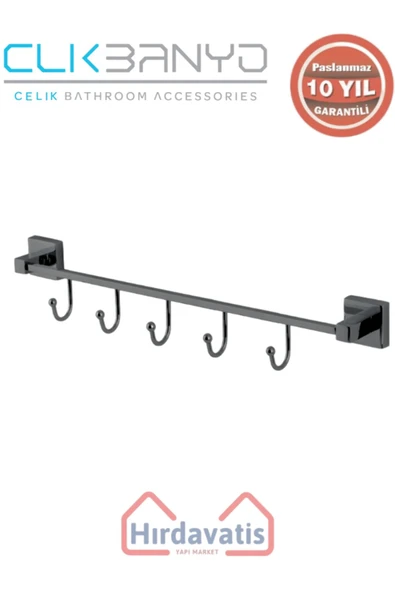ÇELİK BANYO Paslanmaz Pirinç Tamay 5’li Askılık Mat Siyah ürün görseli