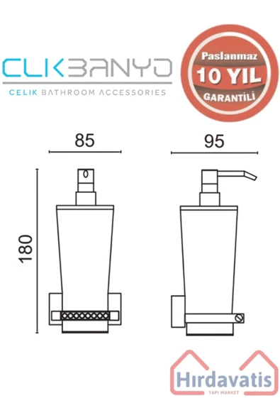 ÇELİK BANYO Paslanmaz Pirinç Swwor Montajlı Sıvı Sabunluk - Resim 2