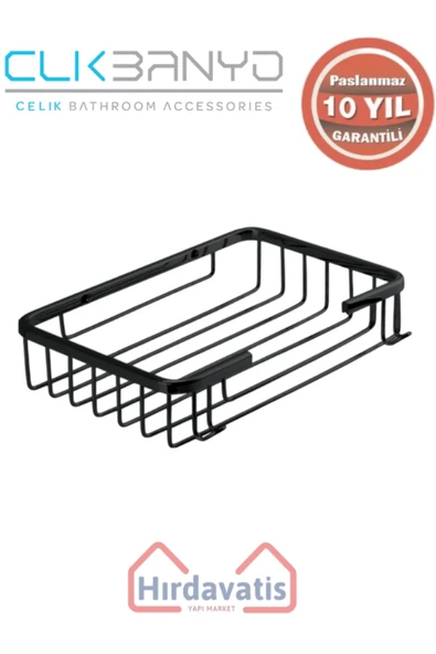 ÇELİK BANYO Paslanmaz Pirinç Taci Tekli Süngerlik 22x15cm Sabunluk Şampuanlık Ve Köşe Süngerlik Mat Siyah - Resim 3