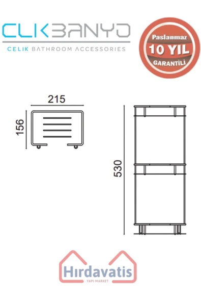 ÇELİK BANYO Paslanmaz Pirinç Lidya Üçlü 15x22cm Sabunluk Şampuanlık Ve Köşe Süngerlik - Resim 2