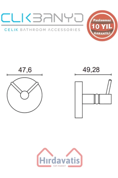 ÇELİK BANYO Paslanmaz Pirinç Dilek Bornozluk Çiftli - Resim 2