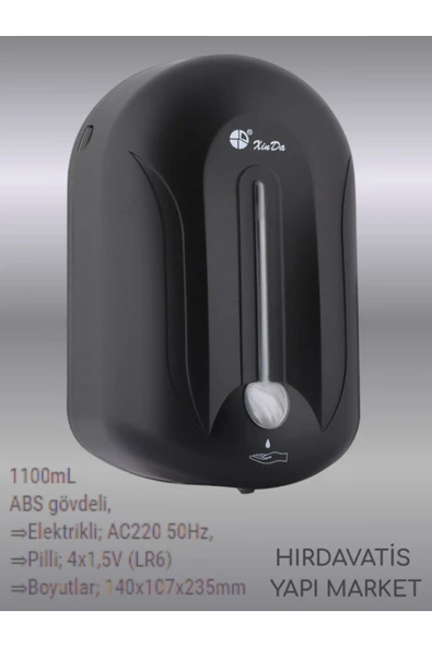 Xinda SENSÖRLÜ PİLLİ/ELEKTRİKLİ SIVI SABUN VERİCİ SİYAH - Resim 2