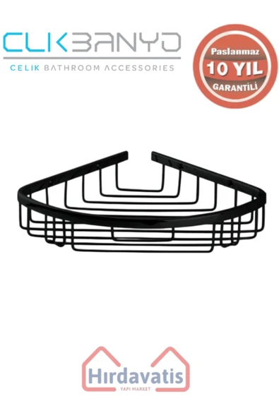 ÇELİK BANYO Paslanmaz Pirinç Zerrin Tekli 22x22cm Sabunluk Şampuanlık Ve Köşe Süngerlik Mat Siyah ürün görseli