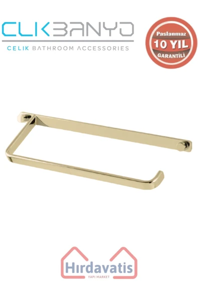 ÇELİK BANYO Paslanmaz Pirinç Mercan Kare Havluluk Altın Sarı Gold ürün görseli